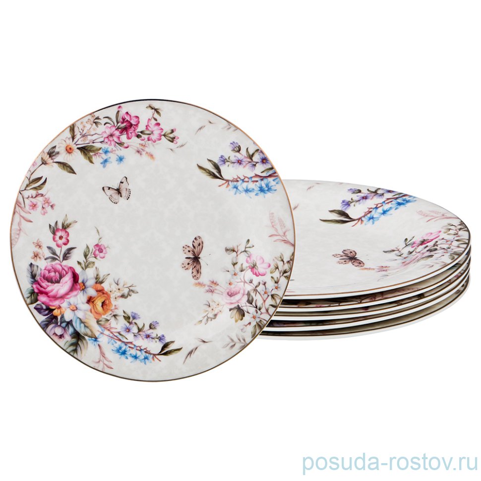 Набор тарелок 20 см 6 шт "Бабочки и цветы" / 186260 Набор тарелок 20 см 6 шт "Бабочки и цветы" / 186260