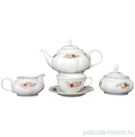 Чайный сервиз на 6 персон 15 предметов &quot;Николь /Розы&quot; / 036211