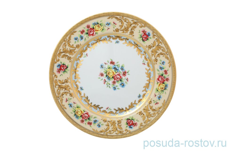 Блюдо 32 см круглое "Вена /Розочки на бежевом /с золотом" / 137702 Блюдо 32 см круглое "Вена /Розочки на бежевом /с золотом" / 137702