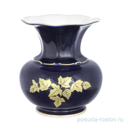 Ваза для цветов 14 см &quot;Золотые листья /Кобальт /8144&quot; / 336930