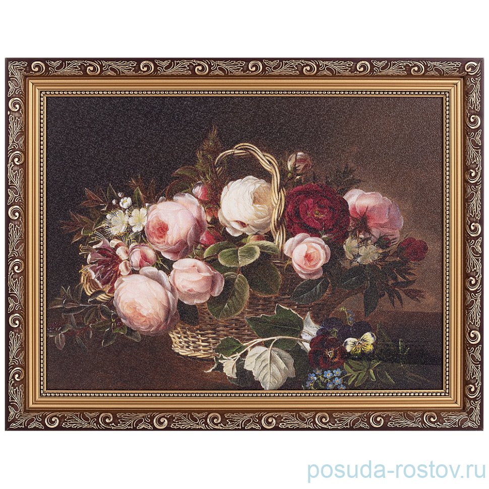 Картина 30 х 40 см "цветы" /рамка евро тёмная / 260001 Картина 30 х 40 см "цветы" /рамка евро тёмная / 260001