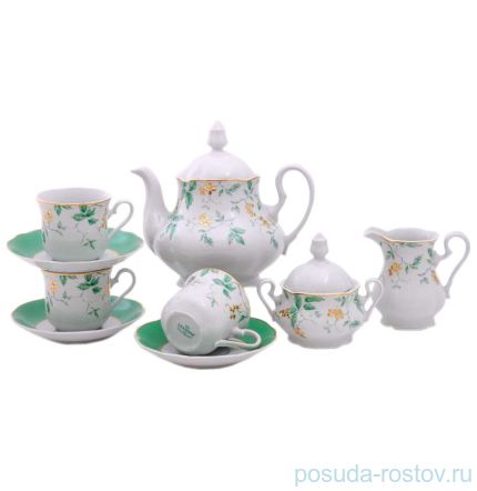 Чайный сервиз на 6 персон 15 предметов &quot;Мэри-Энн /Зеленые листья&quot; / 157940