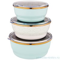 Набор мисок 3 предмета (14, 16, 18 см) с пластиковыми крышками эмалированные ассорти &quot;Agness /Тюдор&quot; / 229574