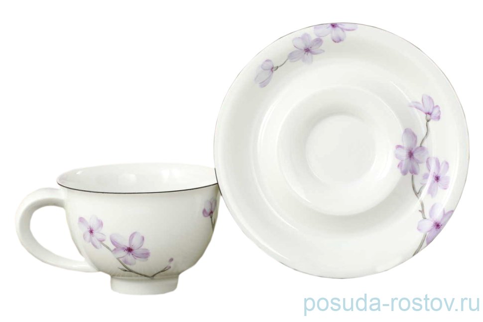 Чайная пара 350 мл 1 шт "Келт /Цветочная коллекция /Сакура" / 158538