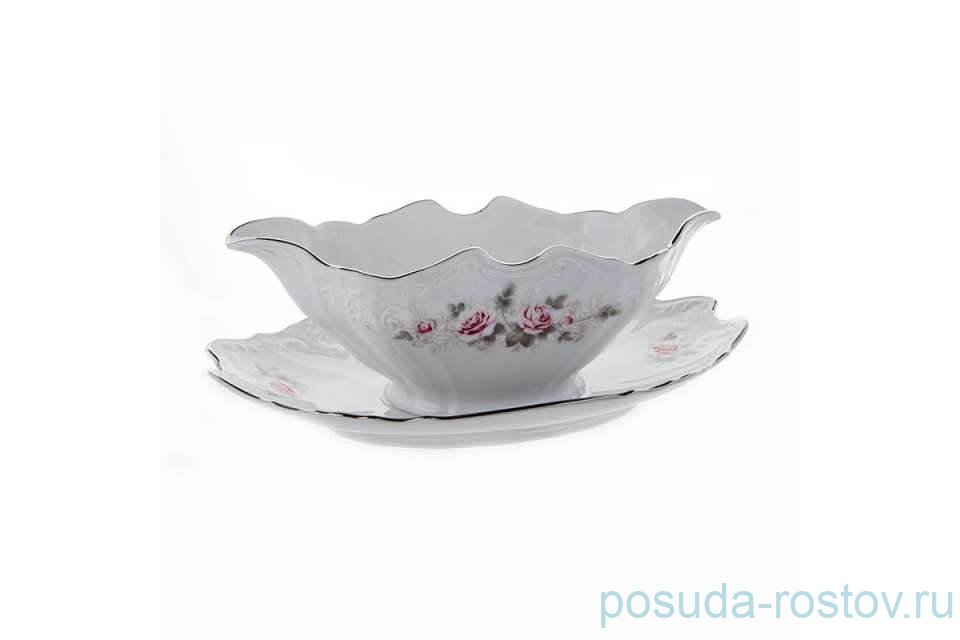 Соусник 500 мл с подставкой "Бернадотт /Серая роза /платина" / 025717 Соусник 500 мл с подставкой "Бернадотт /Серая роза /платина" / 025717