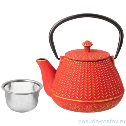 Заварочный чайник 1 л чугунный /эмалированное покрытие внутри оранжевый lefard / 338283