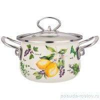Кастрюля 16 х 10 см со стеклянной крышкой эмалированная 1,5 л &quot;Секретные ингредиенты&quot; / 270649