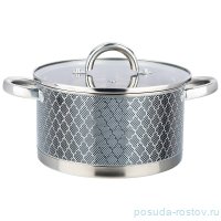Кастрюля 20 х 11 см со стеклянной крышкой 3,5 л серая &quot;В сетку&quot; / 274019