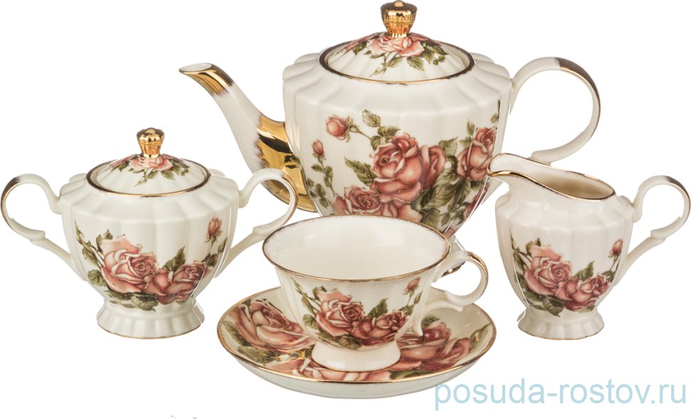 Чайный сервиз на 6 персон 15 предметов "Корейская Роза" / 187781 Чайный сервиз на 6 персон 15 предметов "Корейская Роза" / 187781