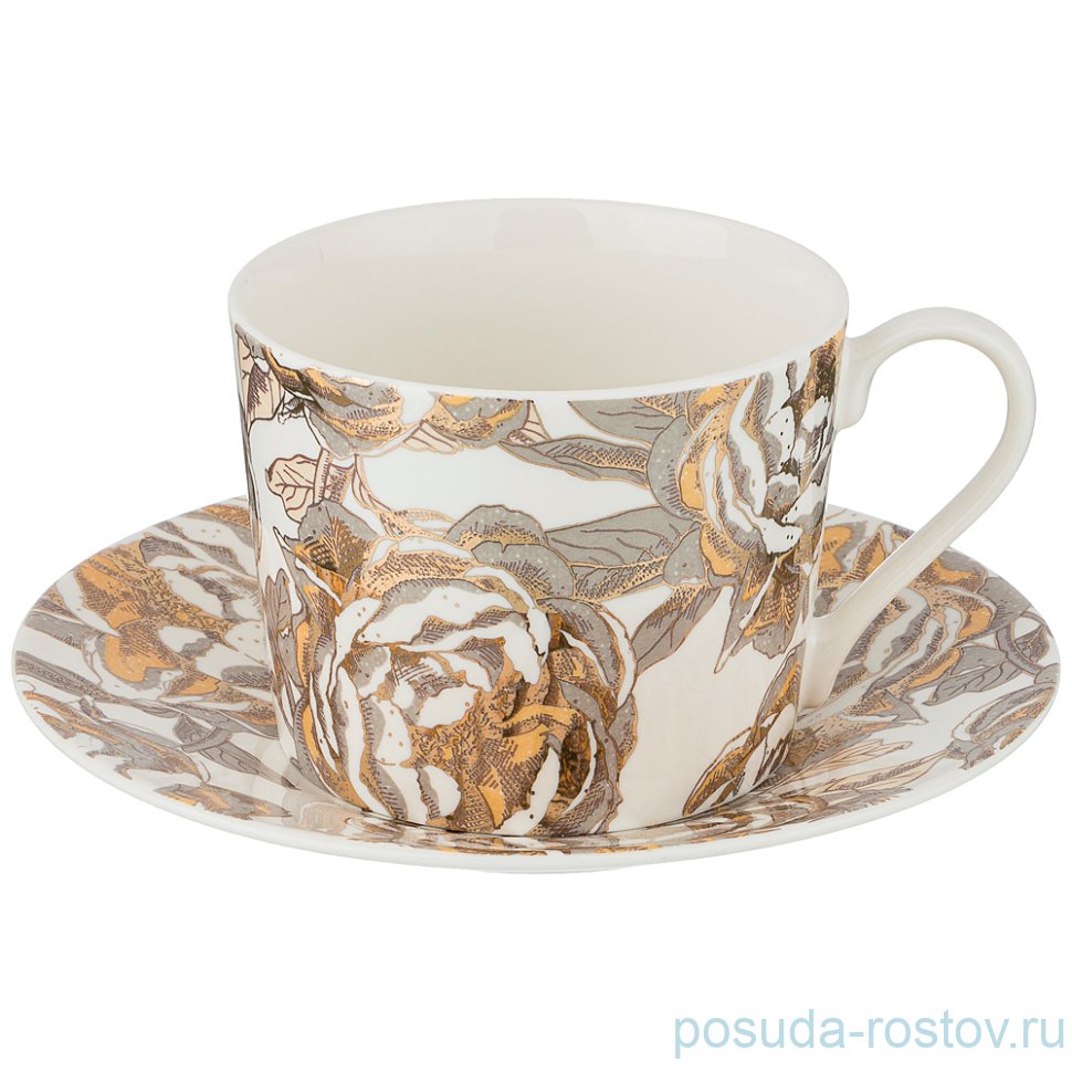 Чайная пара 240 мл 1 шт белая "golden rose" / 208447