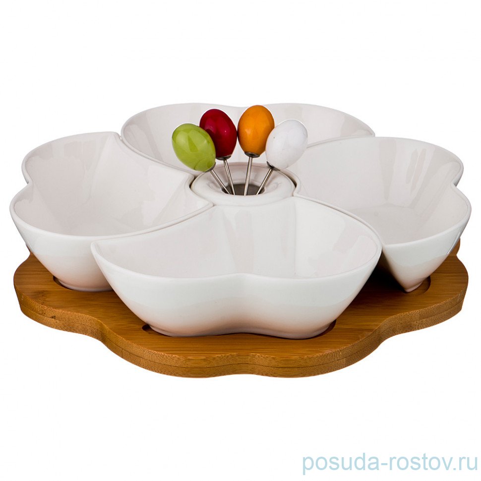 Менажница 24 х 5,5 см 4-х секционная + 4 вилочки / 196783 Менажница 24 х 5,5 см 4-х секционная + 4 вилочки / 196783