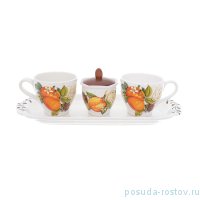 Чайный набор на 2 персоны 5 предметов &quot;Artigianato ceramico /Апельсин и роза&quot; / 228363