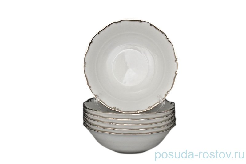 Набор салатников 16 см 6 шт Bohemia Porcelan Moritz Zdekauer 1810 s.r.o. "Анжелика /Платиновая отводка" / 027750 Набор салатников 16 см 6 шт Bohemia Porcelan Moritz Zdekauer 1810 s.r.o. "Анжелика /Платиновая отводка" / 027750