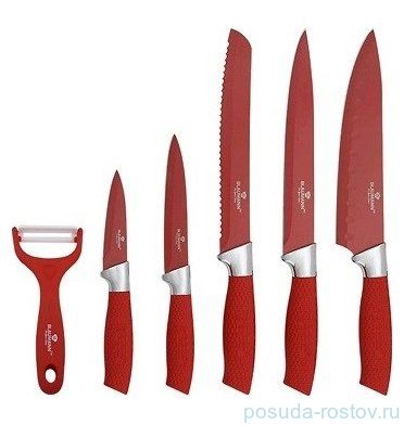 Набор ножей для кухни 7 предметов с подставкой &quot;Crocodile Line&quot; красный / 135778