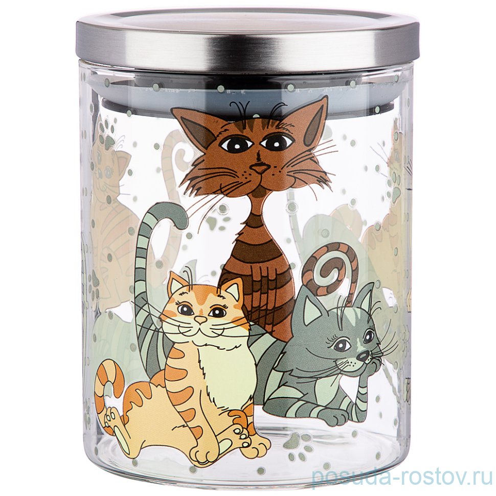 Банка для сыпучих продуктов 850 мл "Озорные коты" / 253563