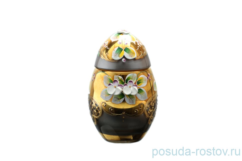 Вазочка 10 см с крышкой - яйцо "Лепка серая" E-V / 137166 Вазочка 10 см с крышкой - яйцо "Лепка серая" E-V / 137166