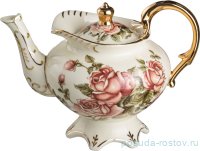 Заварочный чайник 800 мл н/н с золотой ручкой &quot;корейская роза&quot; / 187782