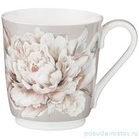 Кружка 340 мл серая &quot;Белый цветок&quot; / 230686