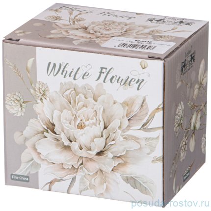 Кружка 340 мл серая &quot;Белый цветок&quot; / 230686