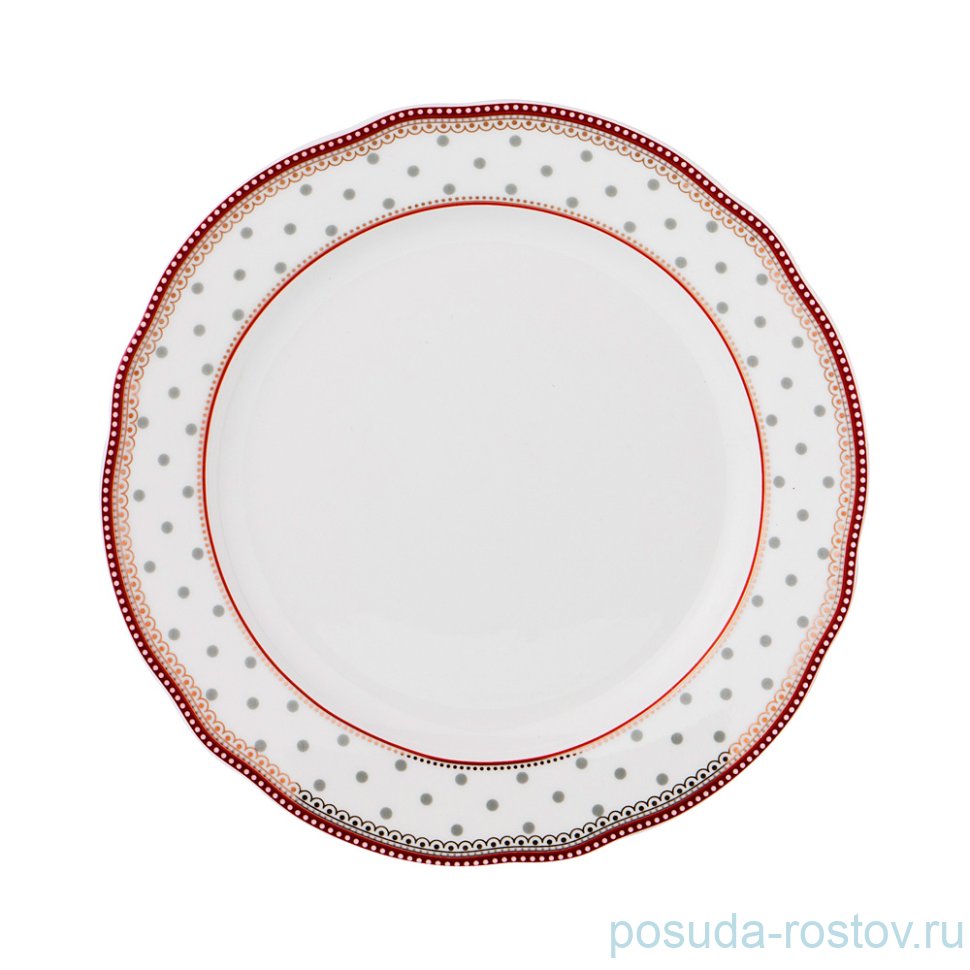 Тарелка 19 см 1 шт "Горох /Красная окантовка" / 189577 Тарелка 19 см 1 шт "Горох /Красная окантовка" / 189577
