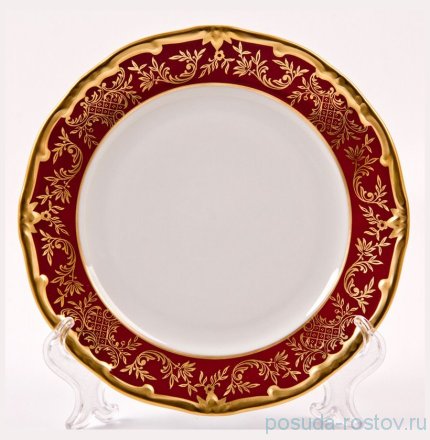 Набор тарелок 19 см 6 шт &quot;Ювел /Красный с золотым узором&quot; / 028797