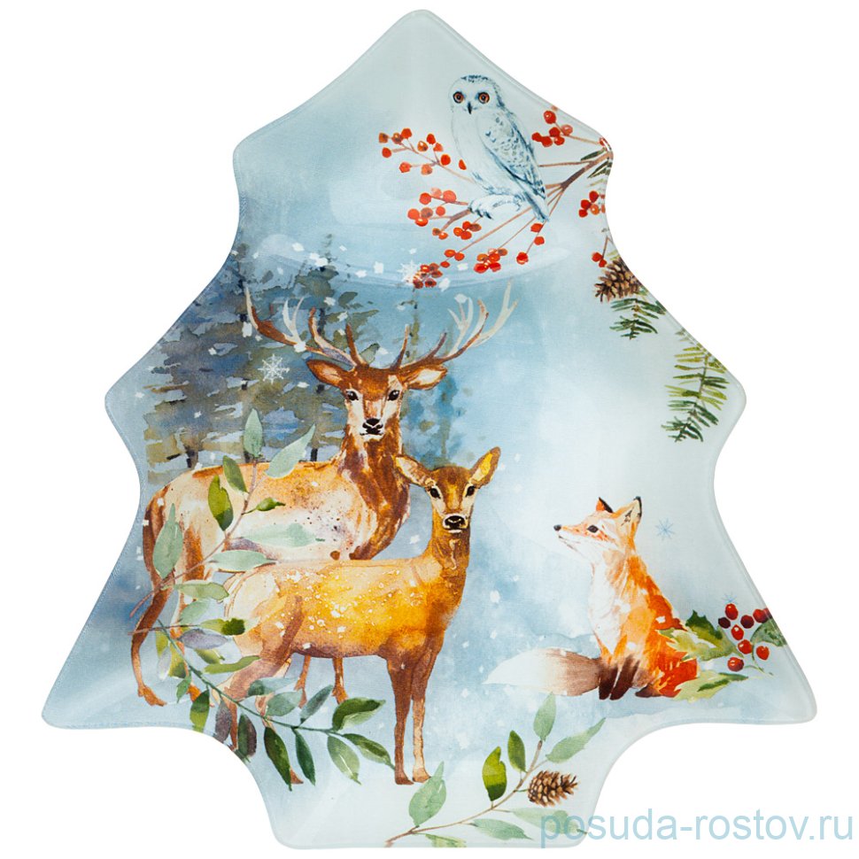 Блюдо 25 см ёлка "зимняя сказка /звери" / 268471 Блюдо 25 см ёлка "зимняя сказка /звери" / 268471
