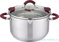 Кастрюля 23 х 14 см со сливом силиконовые держатели бордовые 5,1 л &quot;agness&quot; / 196241