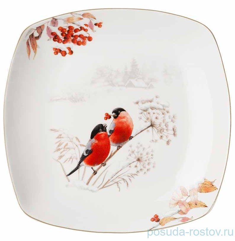 Блюдо 25 х 4,2 см квадратное красное "Лесная сказка" / 336306