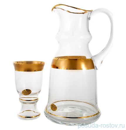 Набор для воды 7 предметов (кувшин + 6 стаканов) &quot;Матовая полоса /золото&quot; / 113898