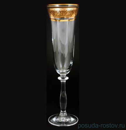 Бокалы для шампанского 190 мл 6 шт &quot;Анжела /Золотой цветочный кант&quot; / 099092