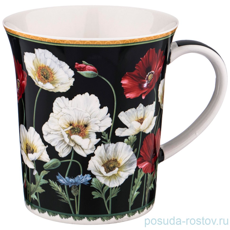 Кружка 440 мл чёрная "маки" / 209328 Кружка 440 мл чёрная "маки" / 209328