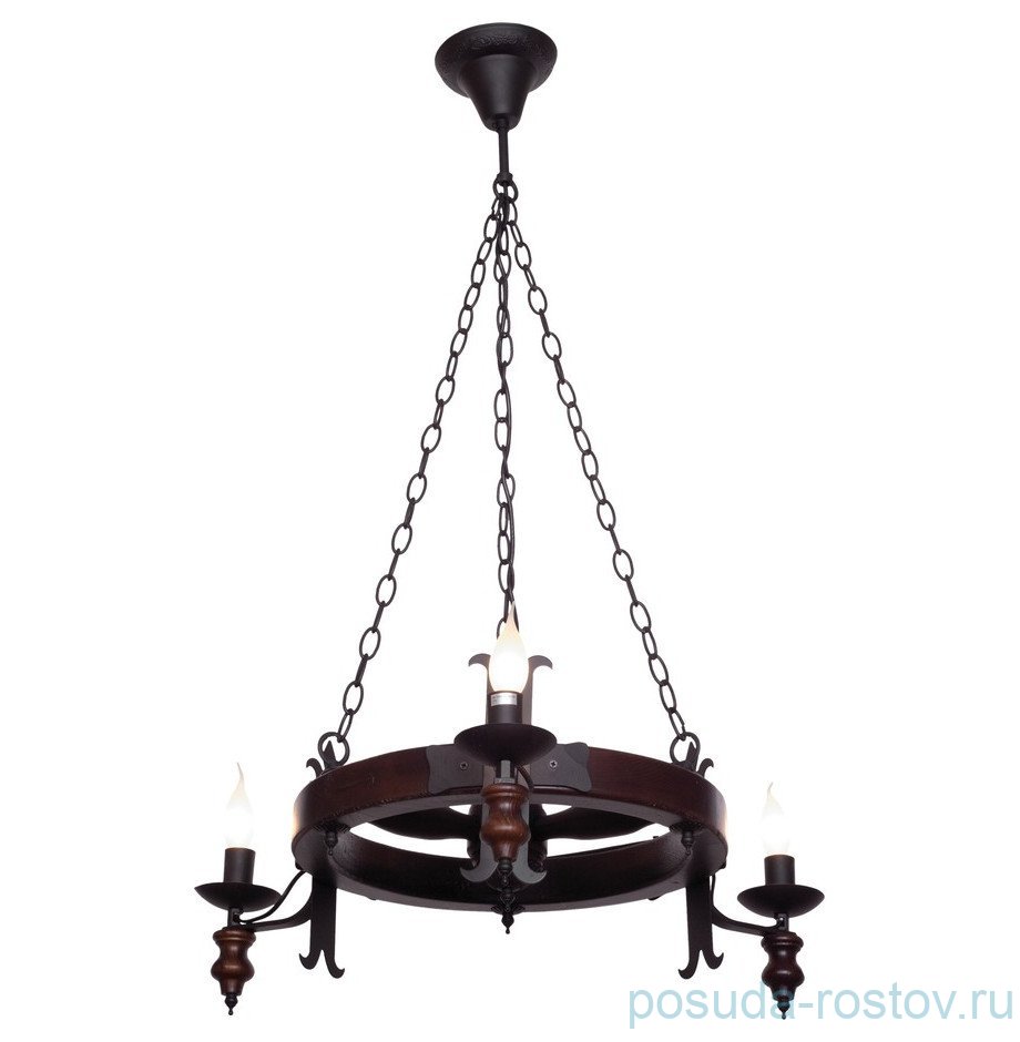 Люстра 3 рожковый из дерева Королевская лилия / 304335