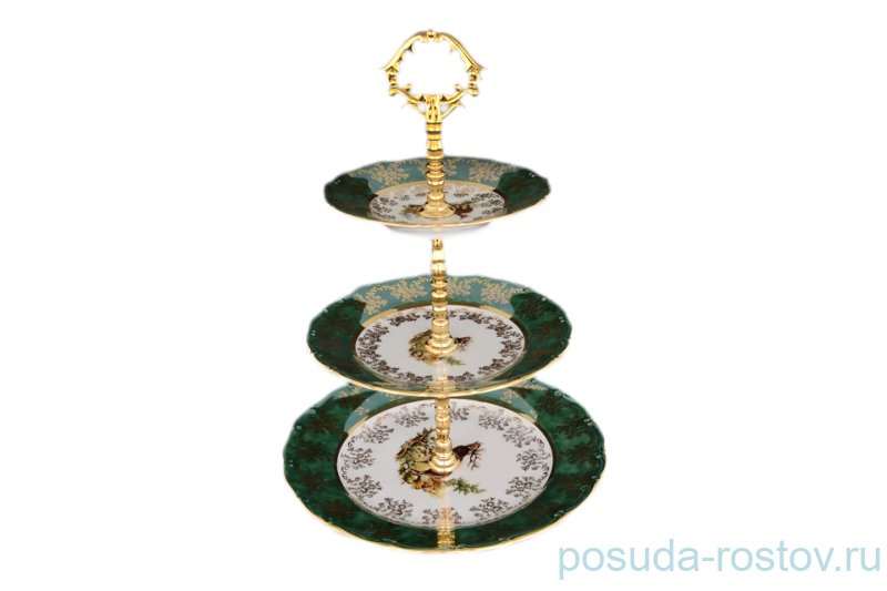 Этажерка 3-х ярусная Bohemia Porcelan Moritz Zdekauer 1810 s.r.o. "Магнолия /Охота зелёная" / 038350 Этажерка 3-х ярусная Bohemia Porcelan Moritz Zdekauer 1810 s.r.o. "Магнолия /Охота зелёная" / 038350