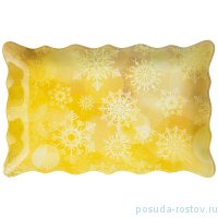 Блюдо 25 см прямоугольное жёлтое &quot;Новогодний калейдоскоп /Снежинки&quot; / 268480