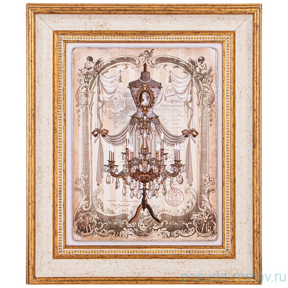 Картина 17 х 22 см "Подсвечник" /рамка крем с золотом / 270166 Картина 17 х 22 см "Подсвечник" /рамка крем с золотом / 270166