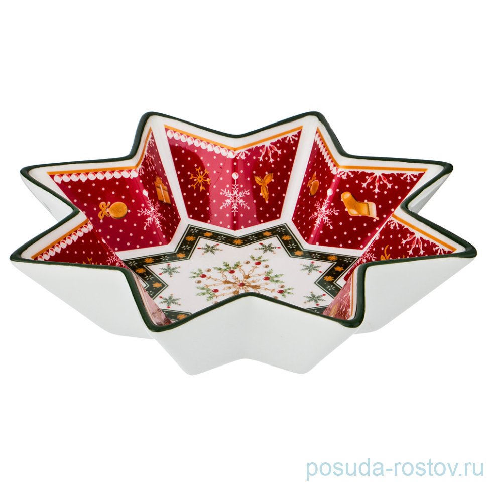 Салатник 17 см Звезда "Christmas Collection /Снежинка красная" / 192436