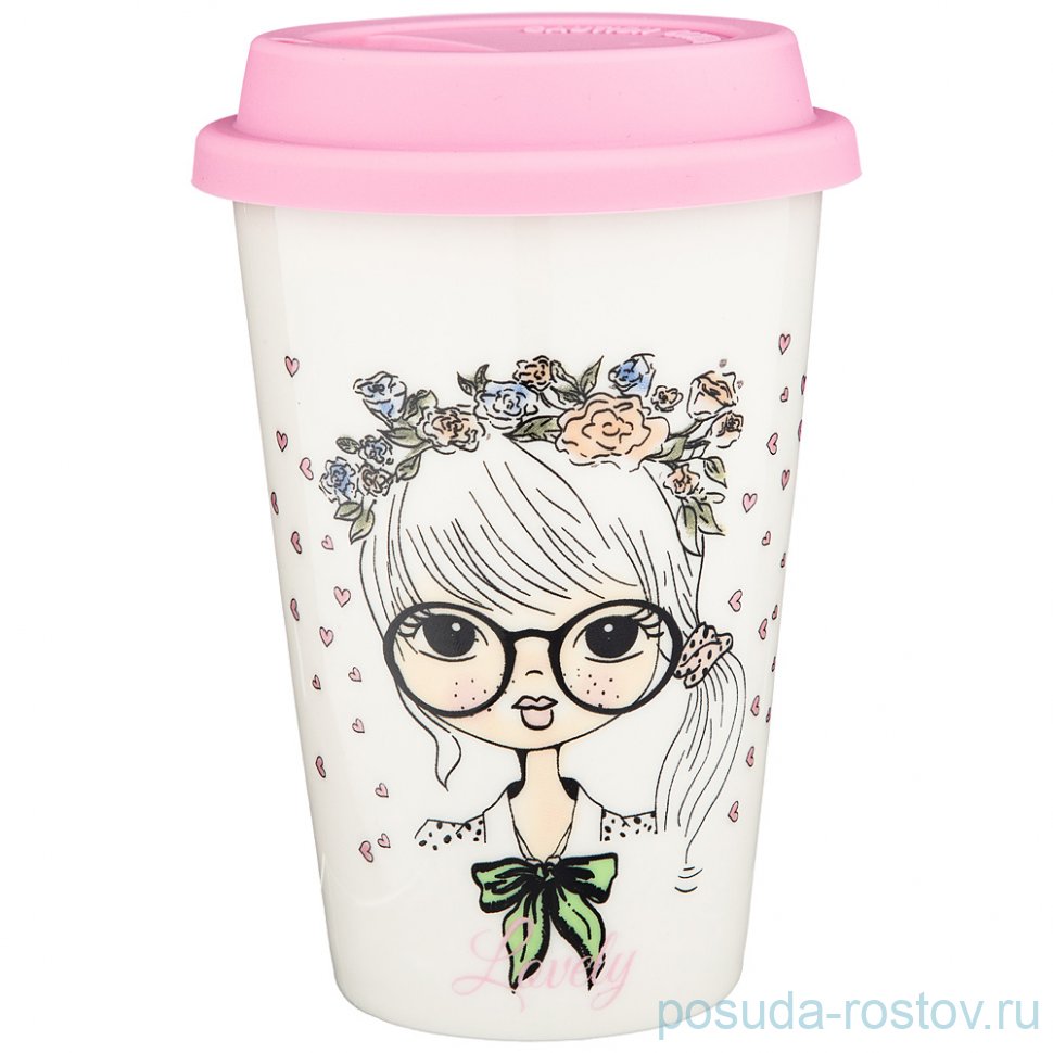 Кружка 400 мл с силиконовой крышкой "fashion princess" / 234860