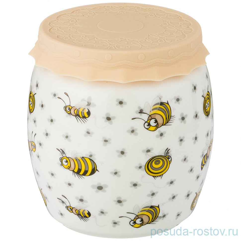 Емкость для меда/варенья 1 л с силиконовой крышкой 12,5 х 13,5 см "Пчелы" / 207093