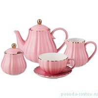 Чайный сервиз на 6 персон 15 предметов &quot;Розовый /Золото&quot; / 186994