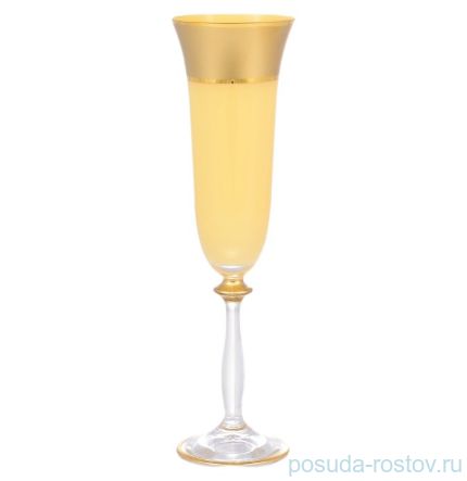 Бокалы для шампанского 190 мл 6 шт белые &quot;Анжела /Матовая полоса /золото&quot; AS Crystal / 145966