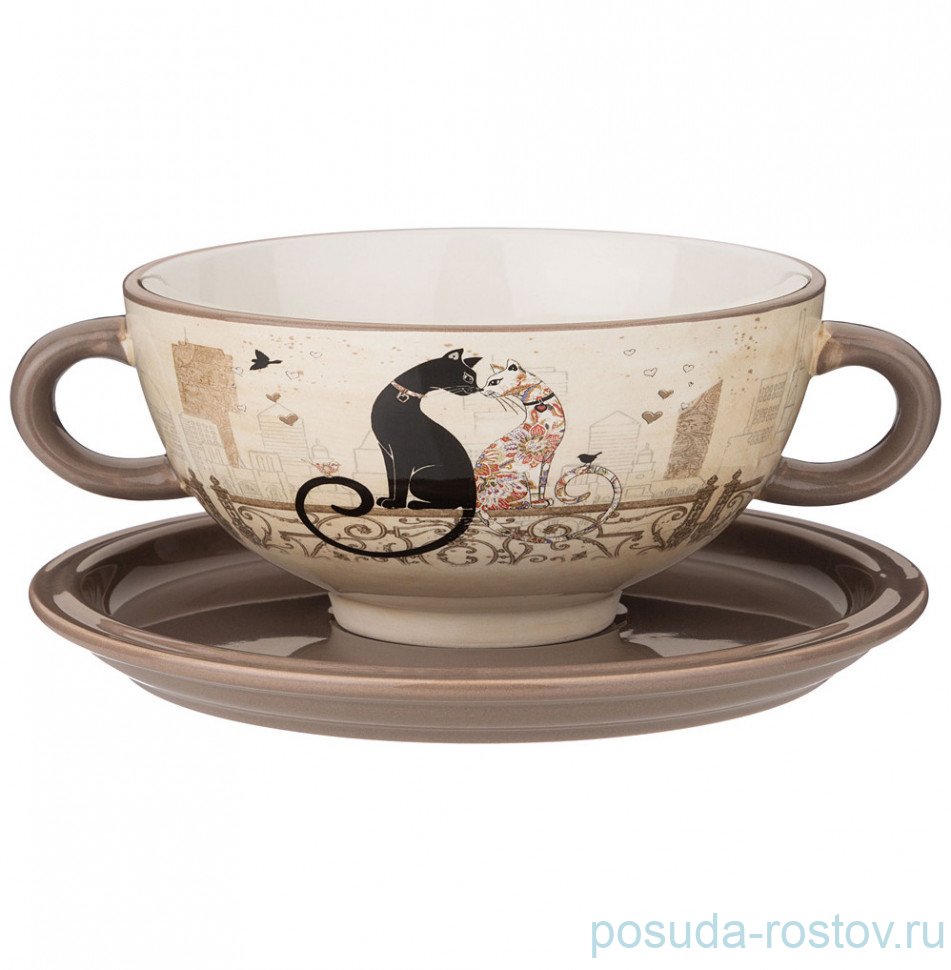 Бульонница 520 мл 19 х 14 х 7 см "Парижские коты" / 244661 Бульонница 520 мл 19 х 14 х 7 см "Парижские коты" / 244661