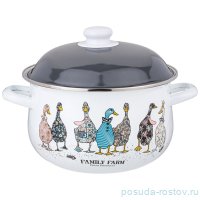 Кастрюля 22 х 13 см с крышкой эмалированная 3,6 л &quot;family farm&quot; / 347673