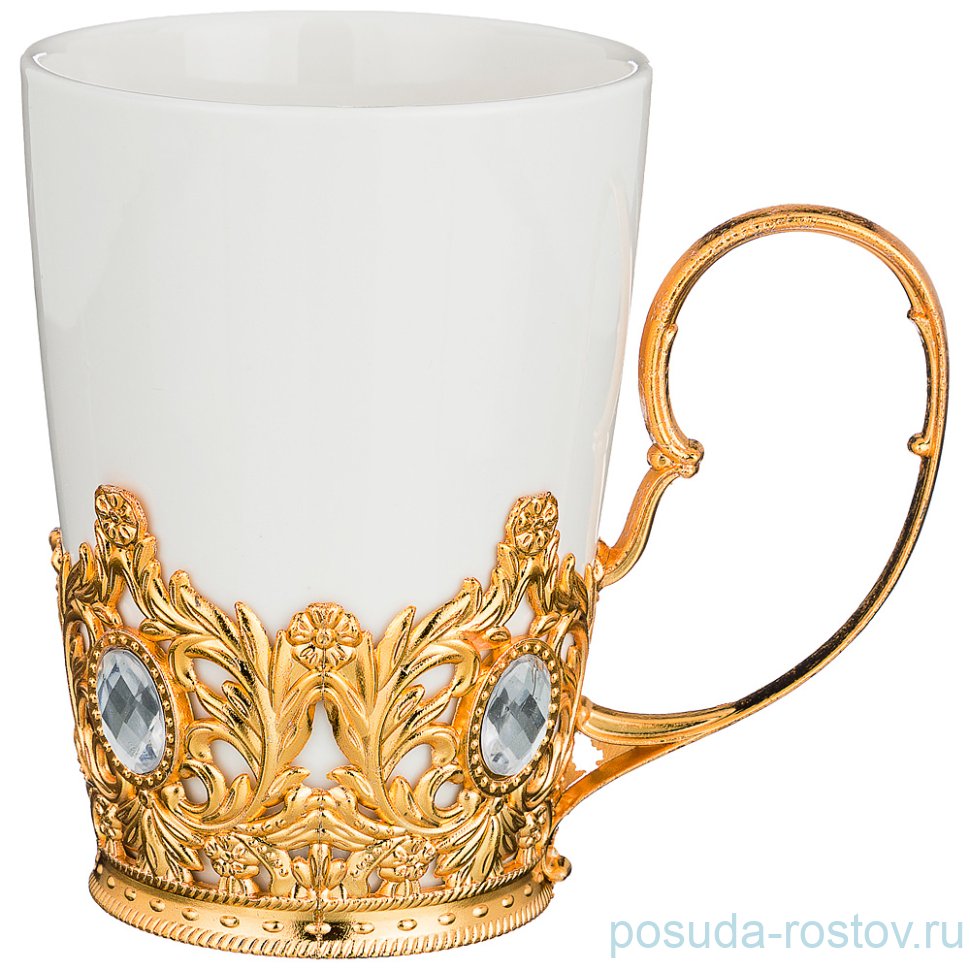 Кружка 380 мл "Плюмаж /Стразы /золото" / 188950 Кружка 380 мл "Плюмаж /Стразы /золото" / 188950