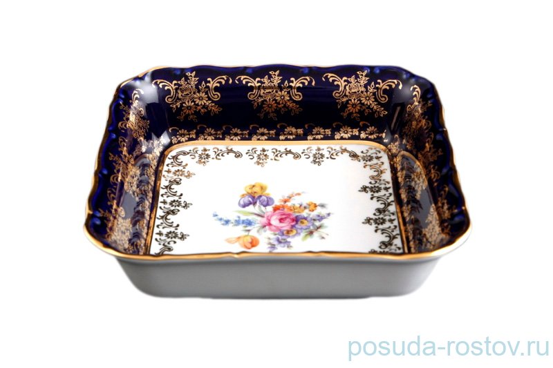 Салатник 16 см квадратный "Офелия /Кобальт /Полевой цветок" / 045985