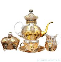 Чайный сервиз на 6 персон 15 предметов &quot;Хрусталь с золотом&quot; / 038428