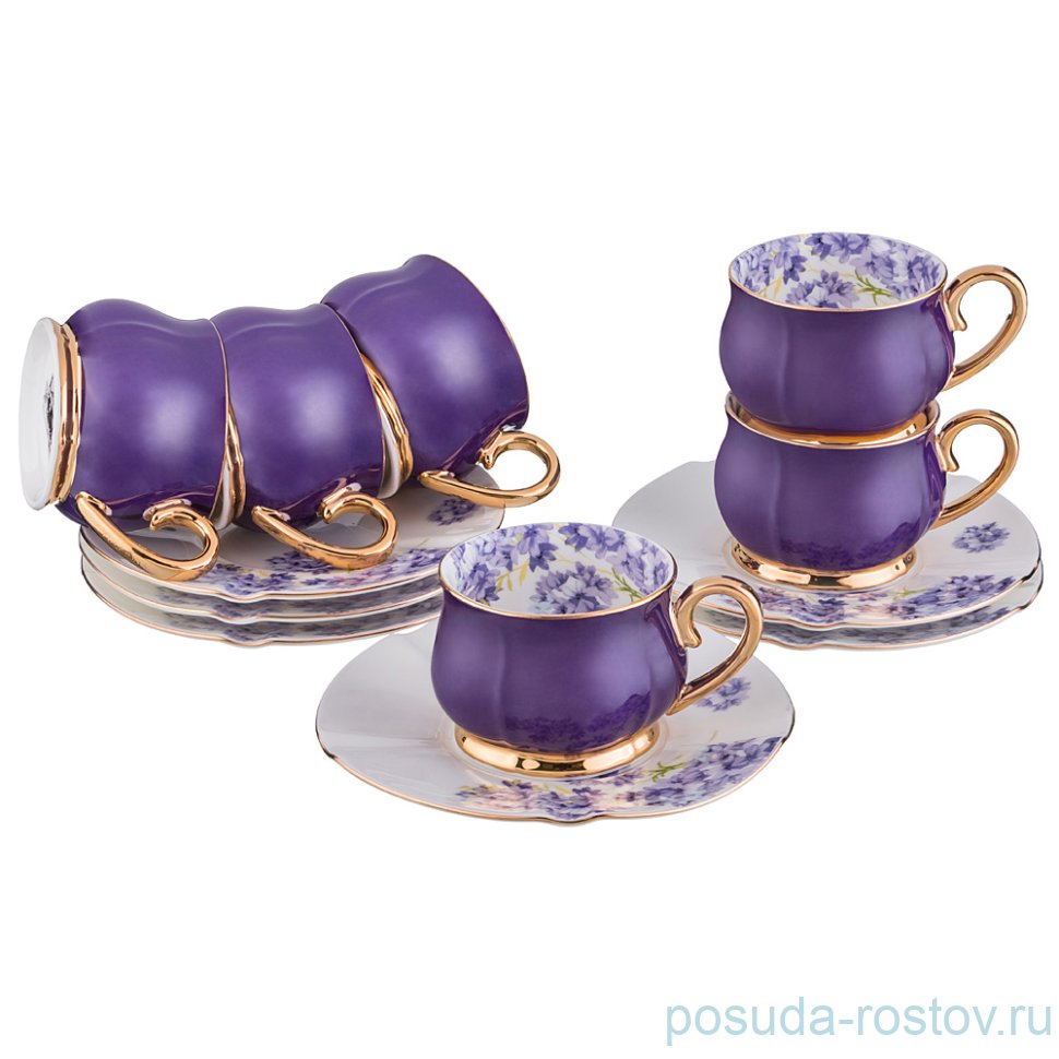 Набор чайных пар 230 мл 6 шт "Вайолет" / 214179