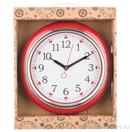 Часы настенные 26 см кварцевые красные &quot;LOVELY HOME&quot; / 188001