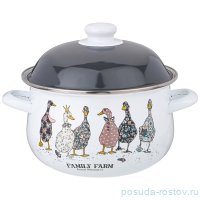 Кастрюля 20 х 12 см с крышкой эмалированная 2,8 л &quot;Family farm&quot; / 346449