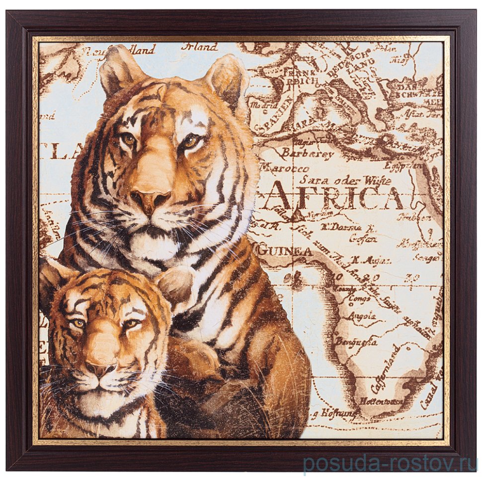 Картина 50 х 50 см "Тигры" /рамка венге с золотом / 270095 Картина 50 х 50 см "Тигры" /рамка венге с золотом / 270095