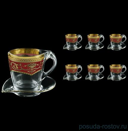 Набор чайных пар 260 мл 12 предметов (6 чашек + 6 блюдец) &quot;Astra Gold /Красная&quot; / 107164
